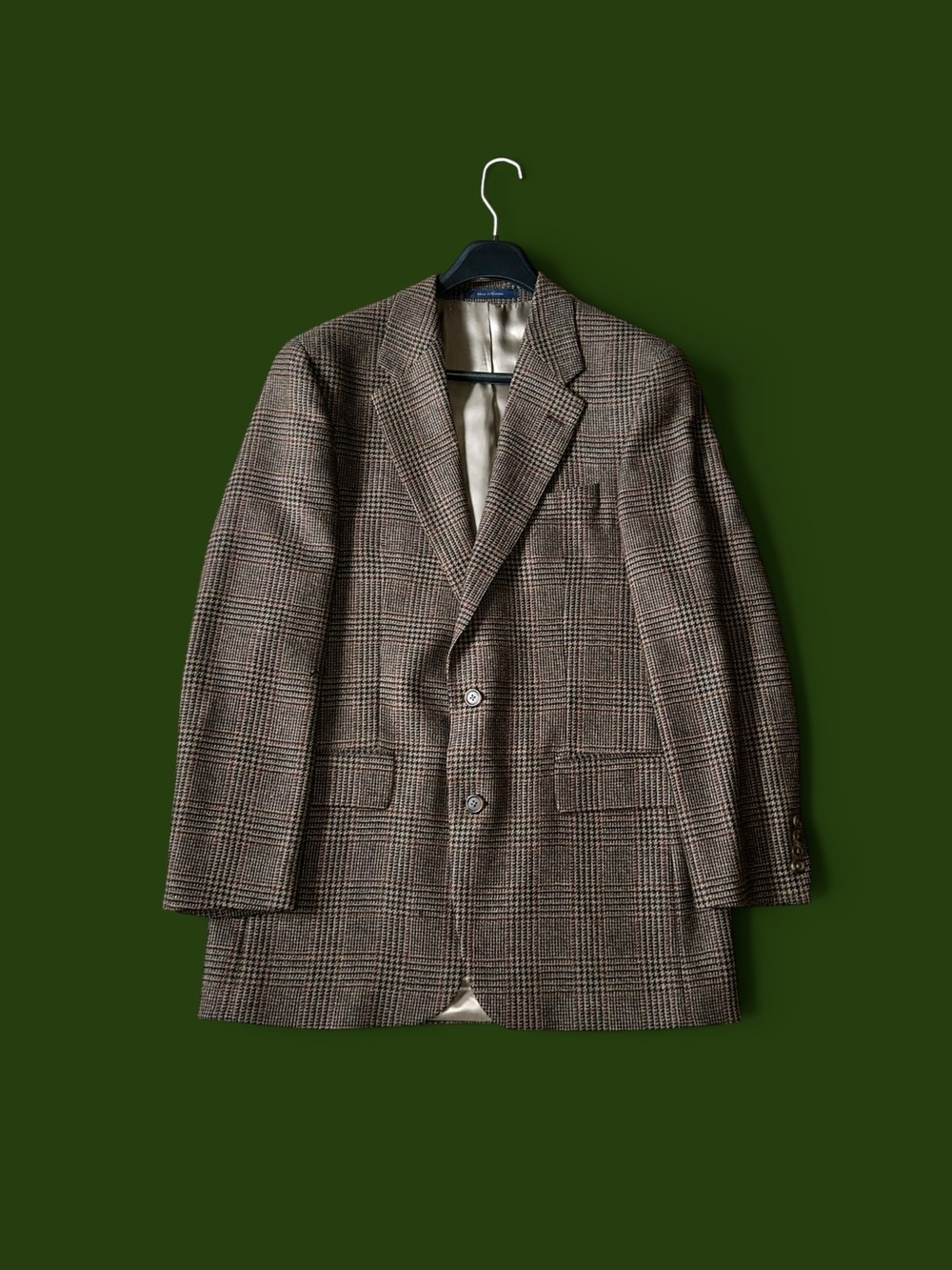 Vintage 1990s Chaps Ralph Lauren Brown Glenplaid Wool Sport Coat Blazer Size 40T